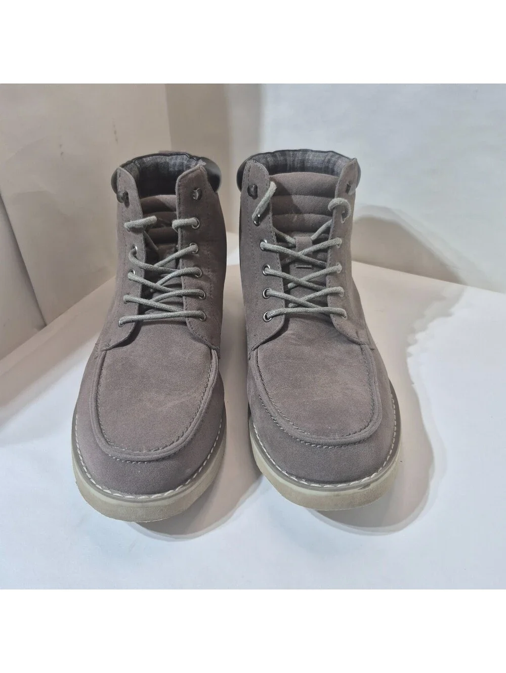 Men's Weather Spirits Shoes Gray/Plaid Sz 12 Lightweight Faux Suede